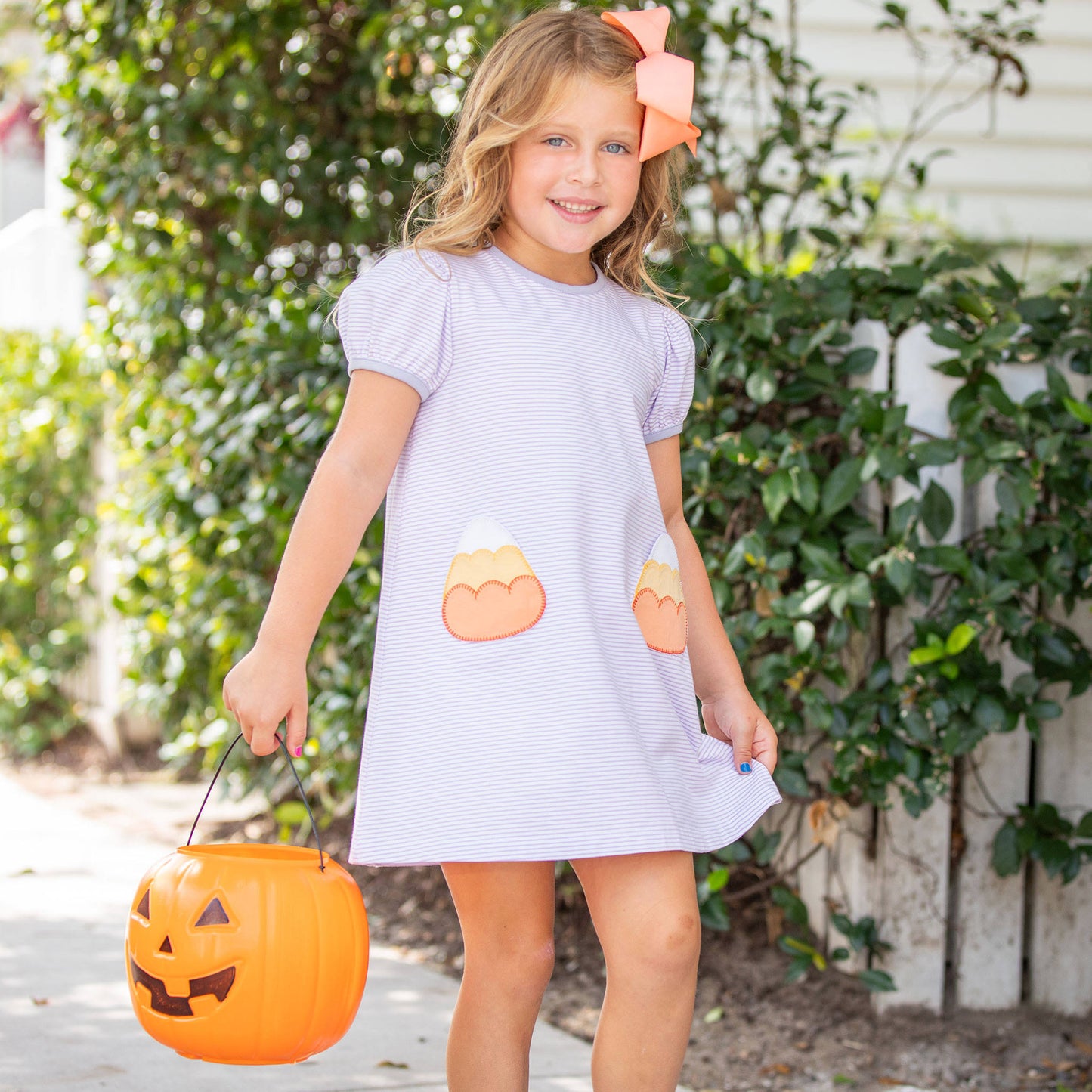 Girls Pocket Play Dress - Candy Corn