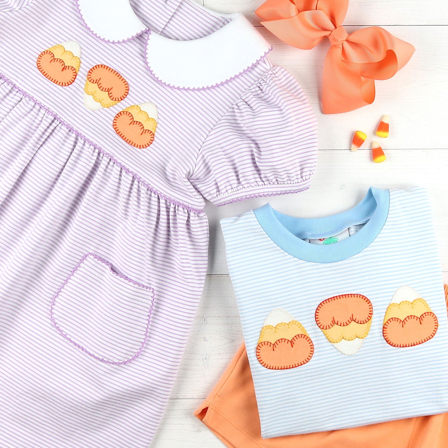 Girls Collar Dress - Candy Corn