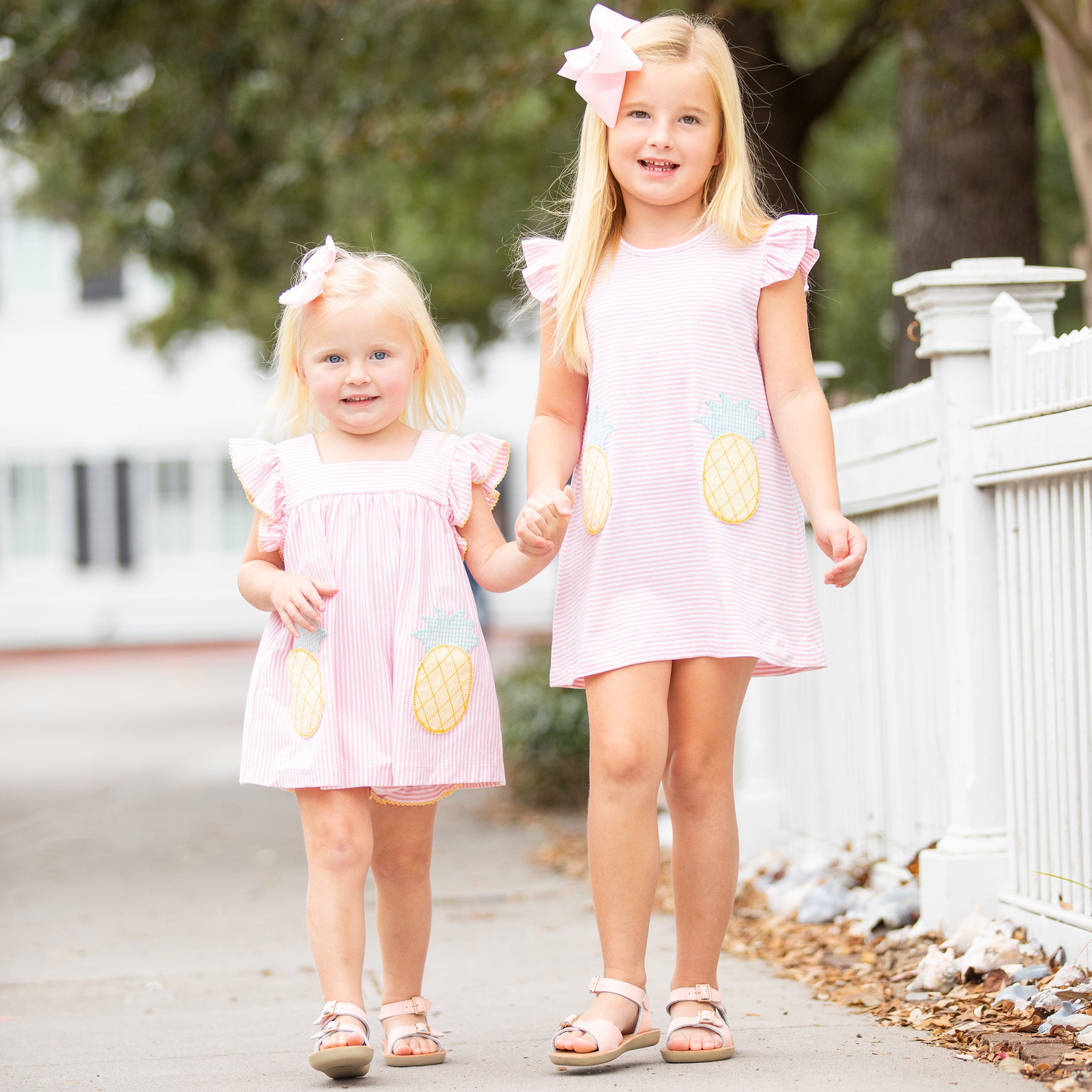 Girls Charleston Pineapple Pocket Dress Shrimp and Grits Kids