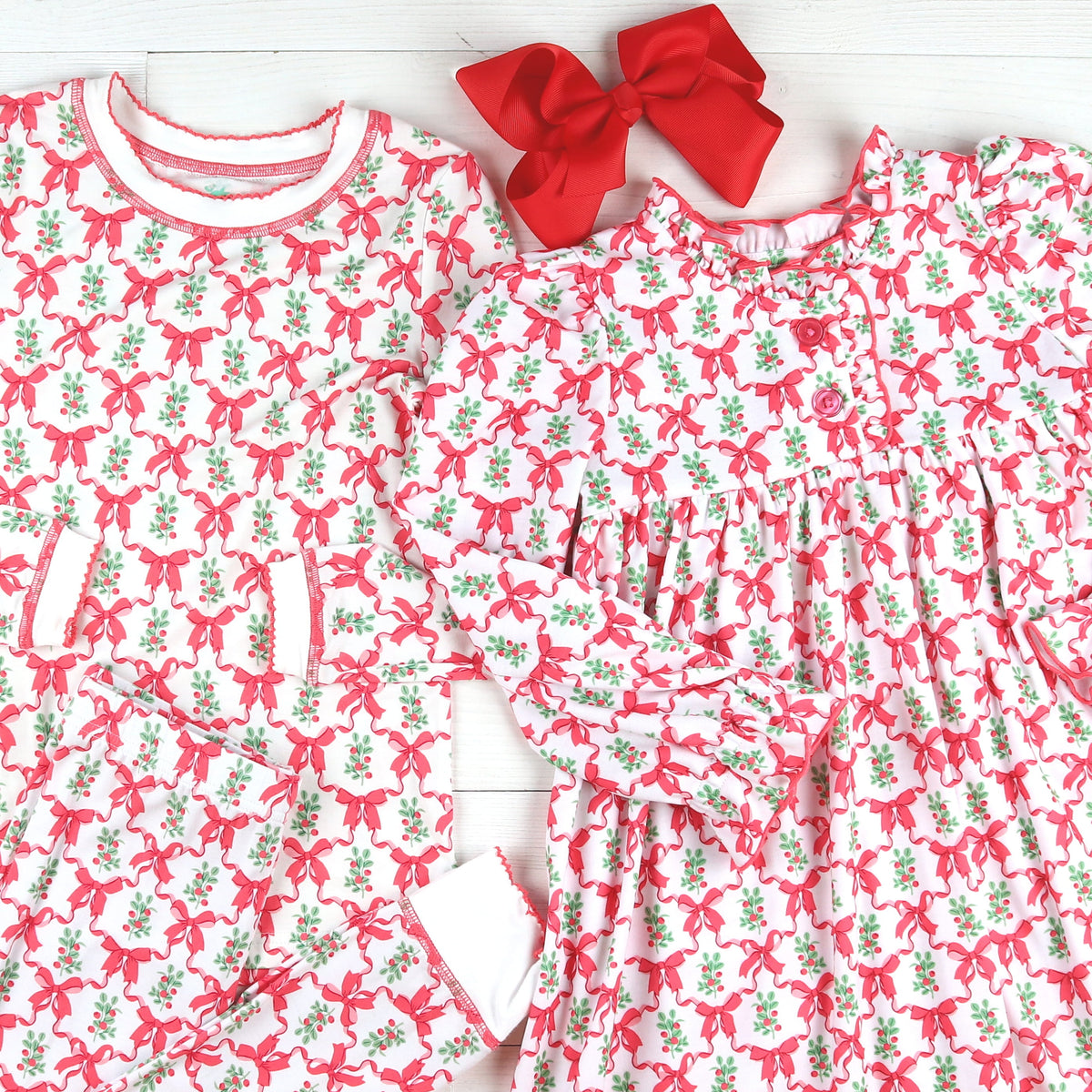 Christmas Bow Bamboo Loungewear Set