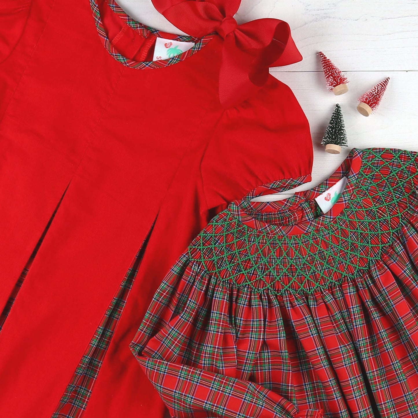 Girls Smocked Bubble - Christmas Plaid