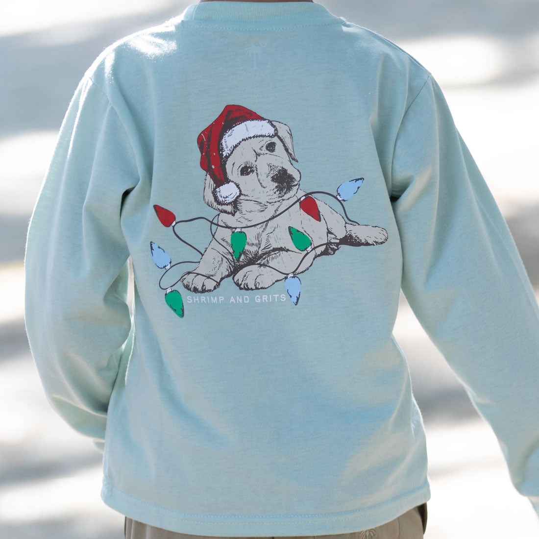 christmas puppy graphic tee back close