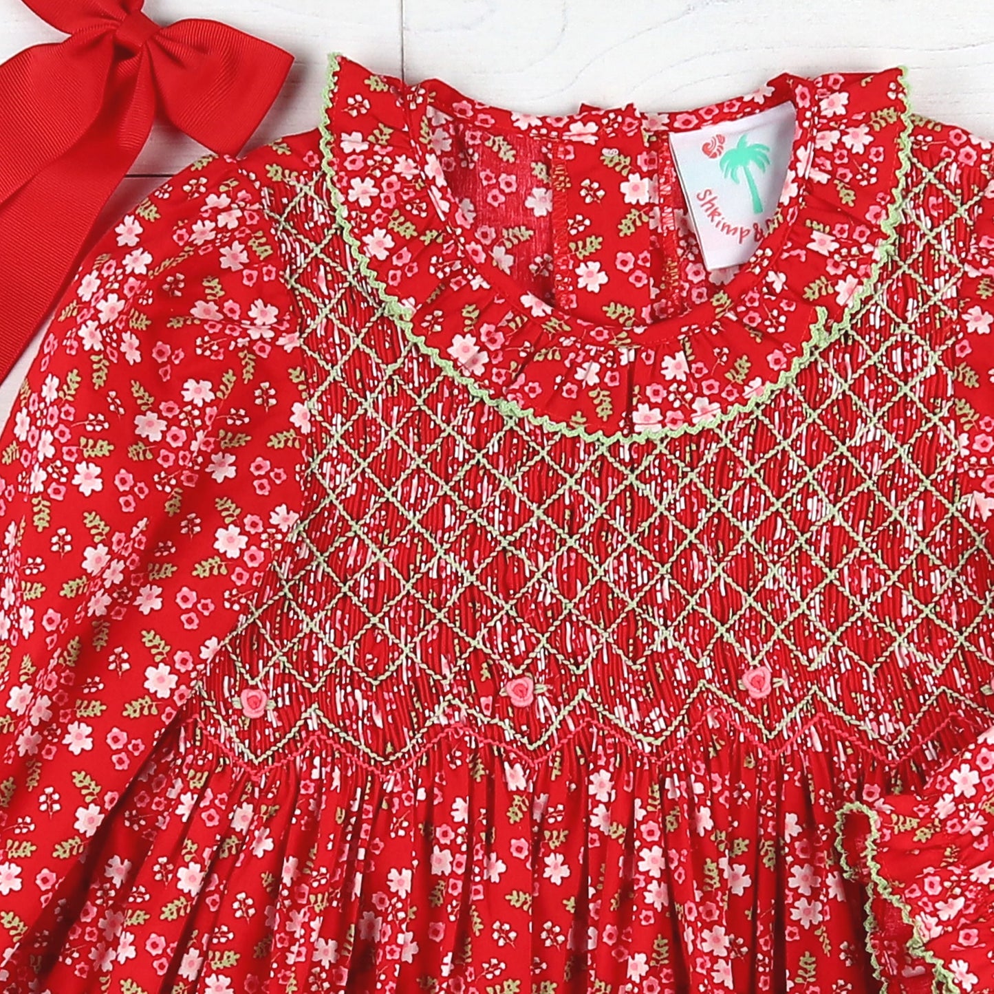 Girls Smocked Charlotte Dress - Poppy