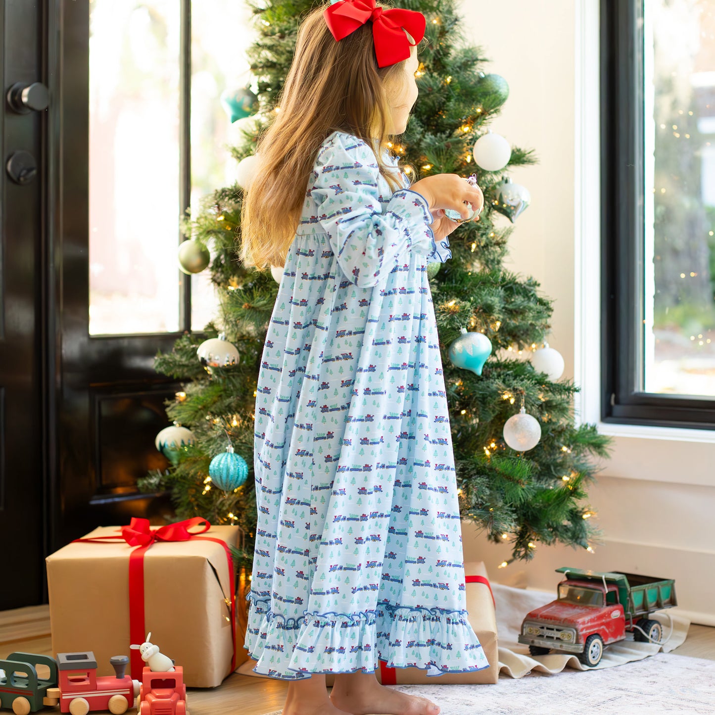 Girls Gown - Christmas Trains