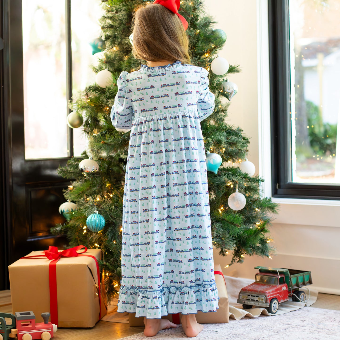 Girls Gown - Christmas Trains