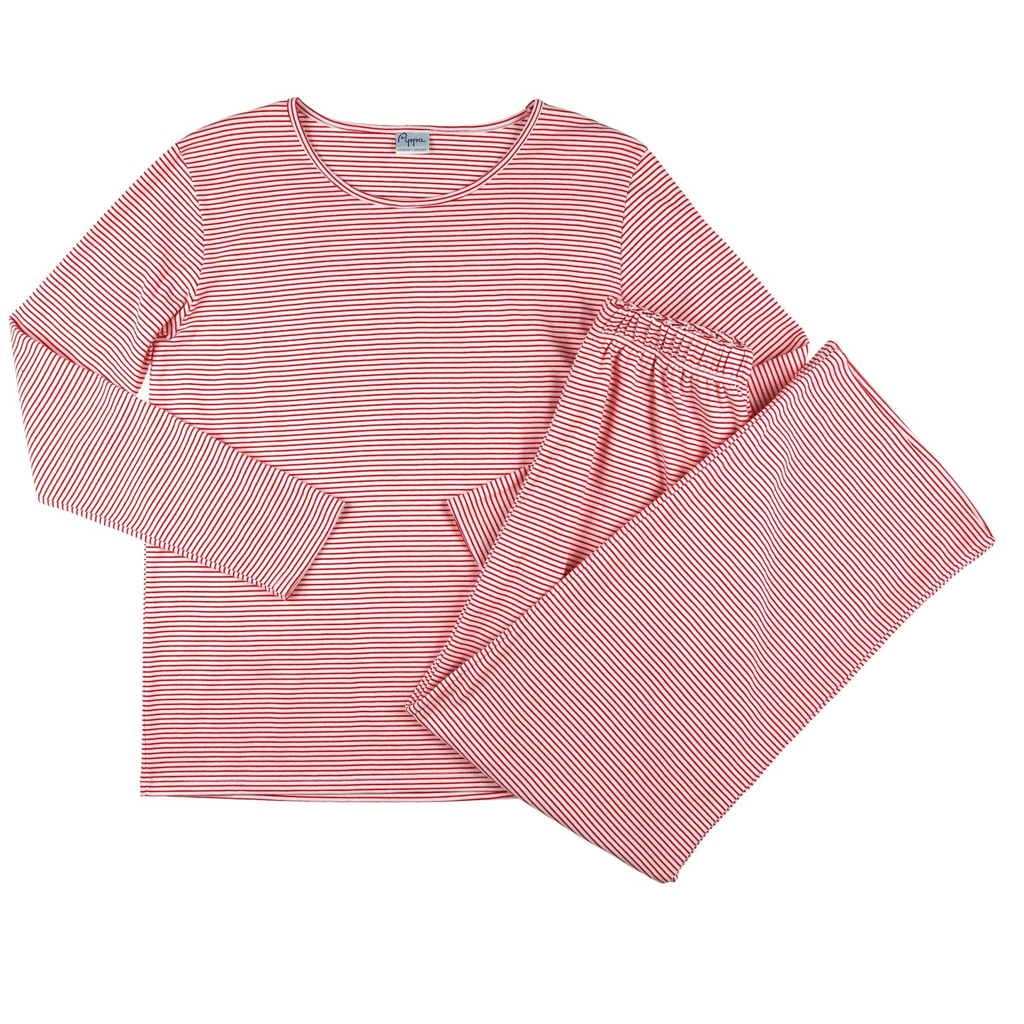 Womens Pima Loungewear Set - Red Stripe
