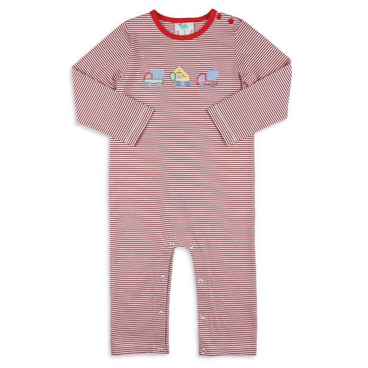 Boys Applique Romper - Construction Trucks