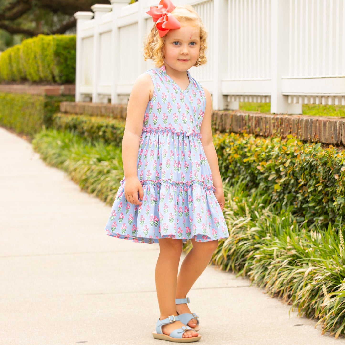 Coral Bouquet Tier Dress