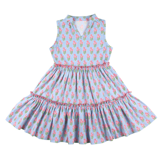 Coral Bouquet Tier Dress