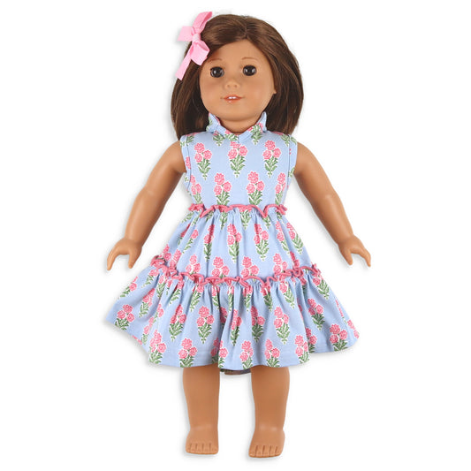 Coral Bouquet Tier Dress - Doll