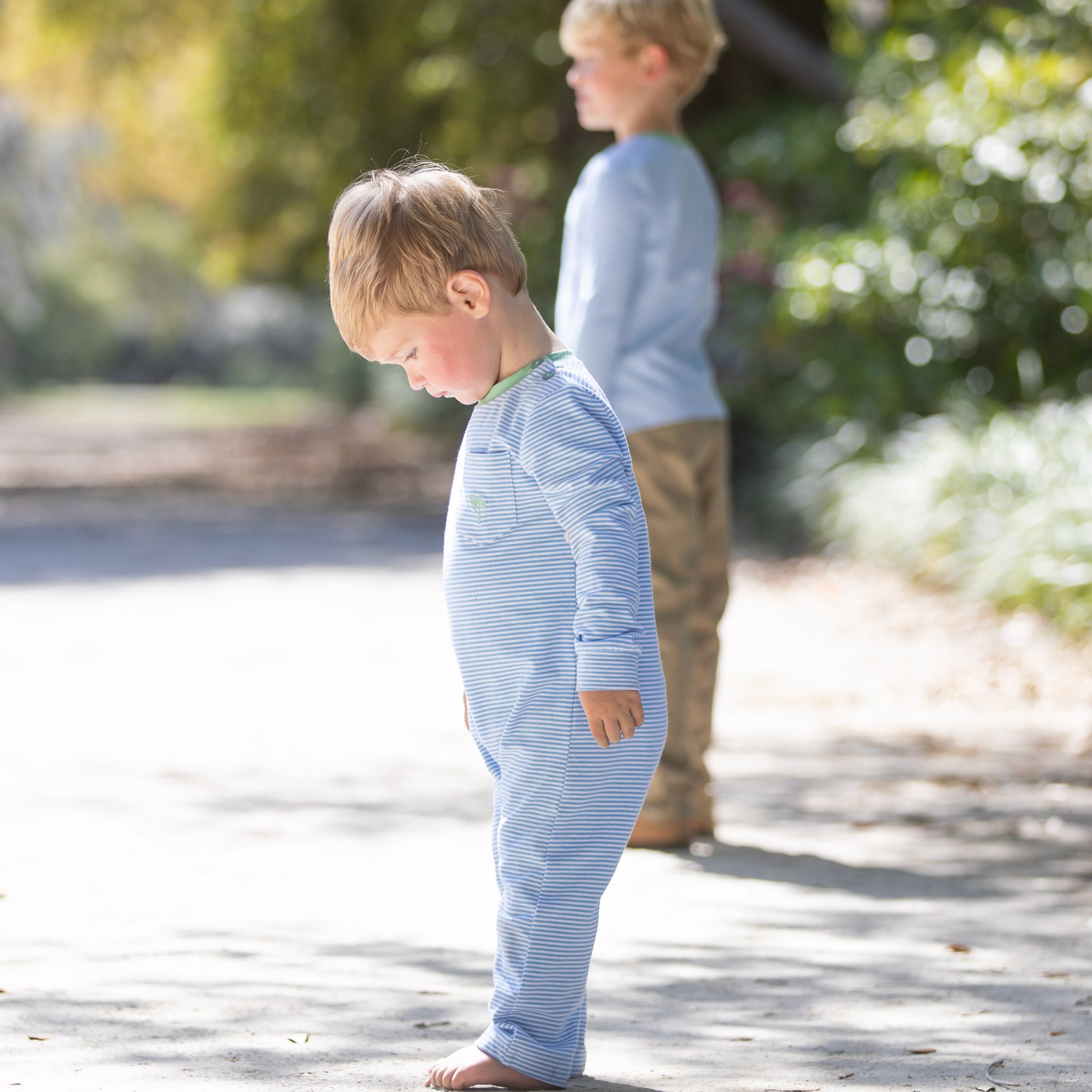 Cornflower Blue Shirt Romper boys Matching matching outfits