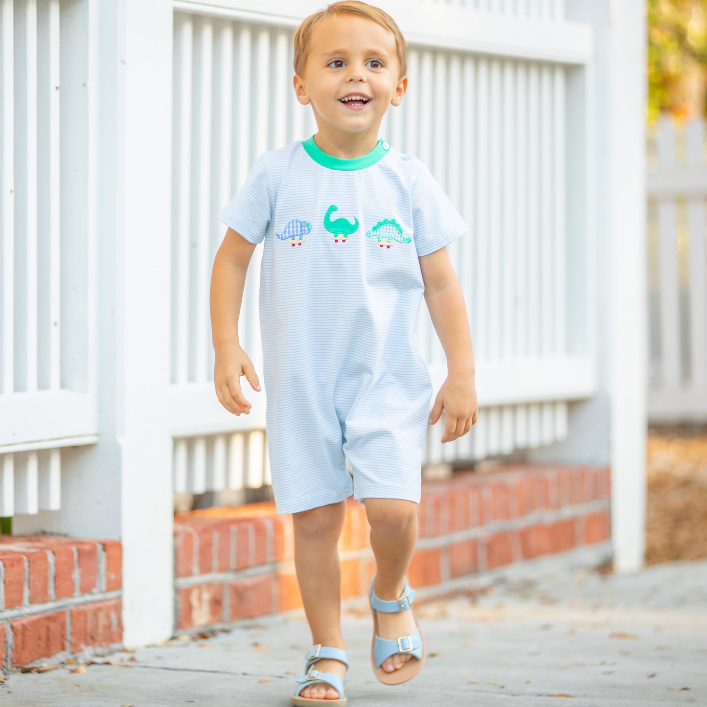 Boys Applique Romper - Dino Dudes