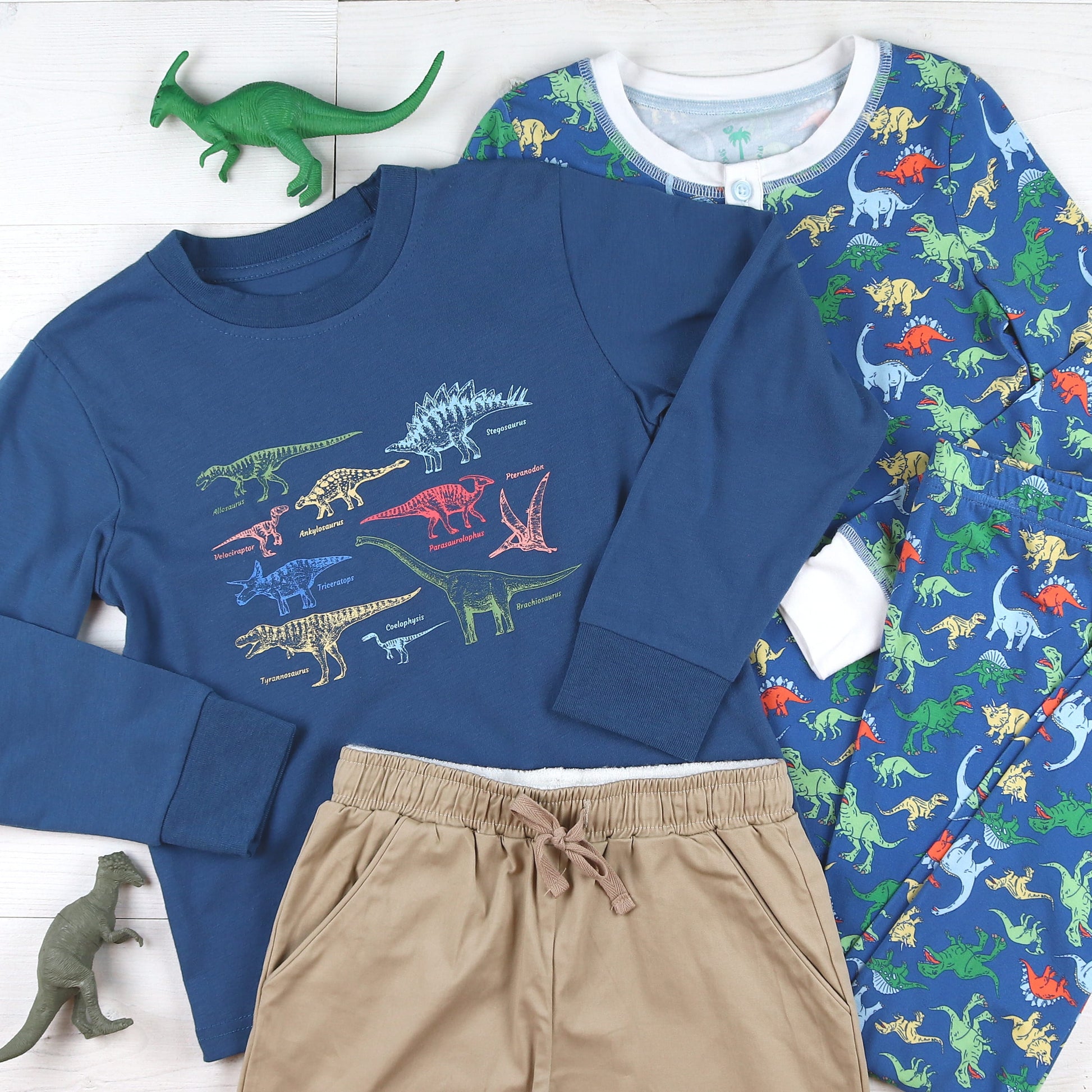 Dinosaur Loungewear – Dinosaur Graphic Tee Loungewear Pants Khaki