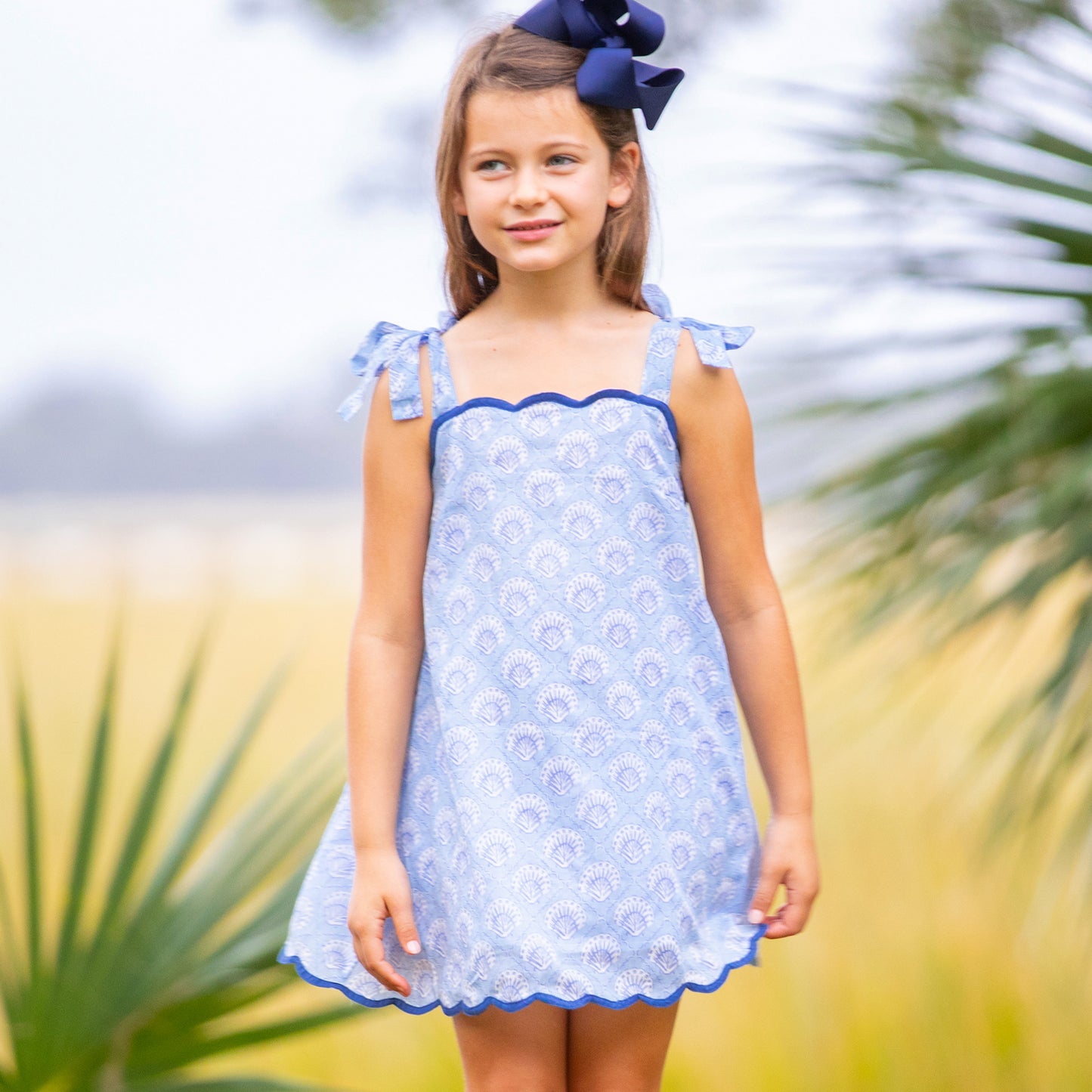 Girls Scallop Dress - By the Sea