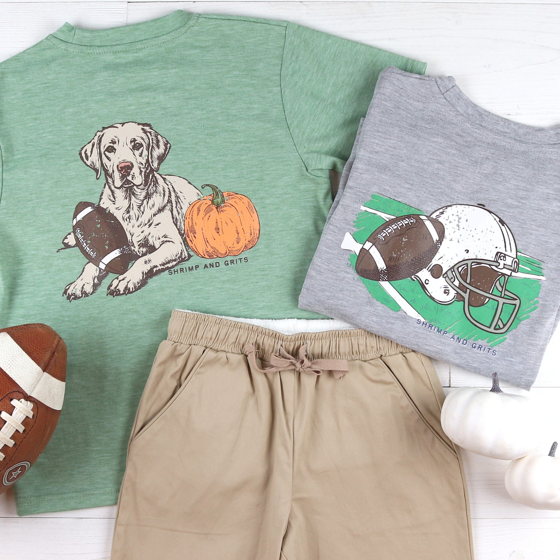 Fall Dog Gameday Graphic Tee Khaki Pants
