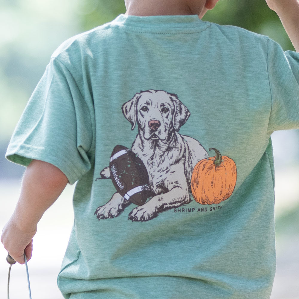 Close-up of Fall Dog Graphic Tee Back Close