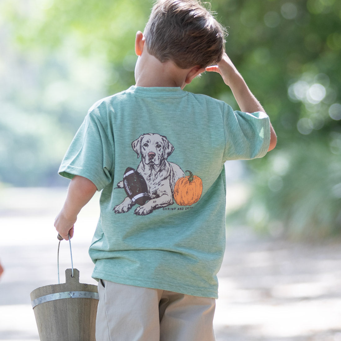 Back view of Fall Dog Graphic Tee Back