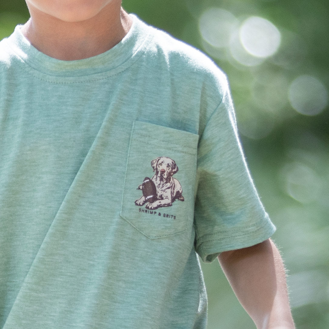 Close-up of Fall Dog Graphic Tee boys Close