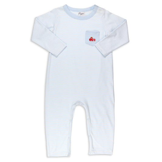 Boys Pima Romper - Firetrucks