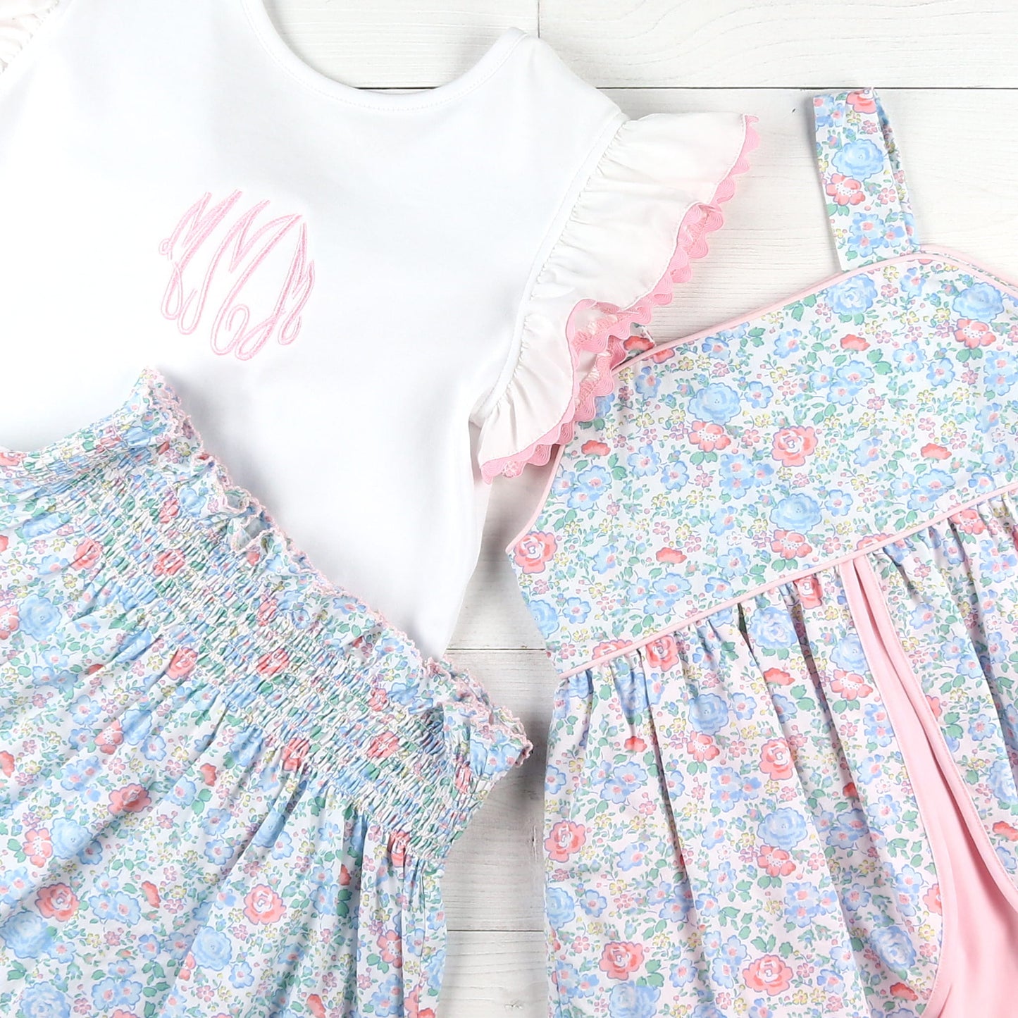 Girls Smocked Mae Skirt - Tea Rose