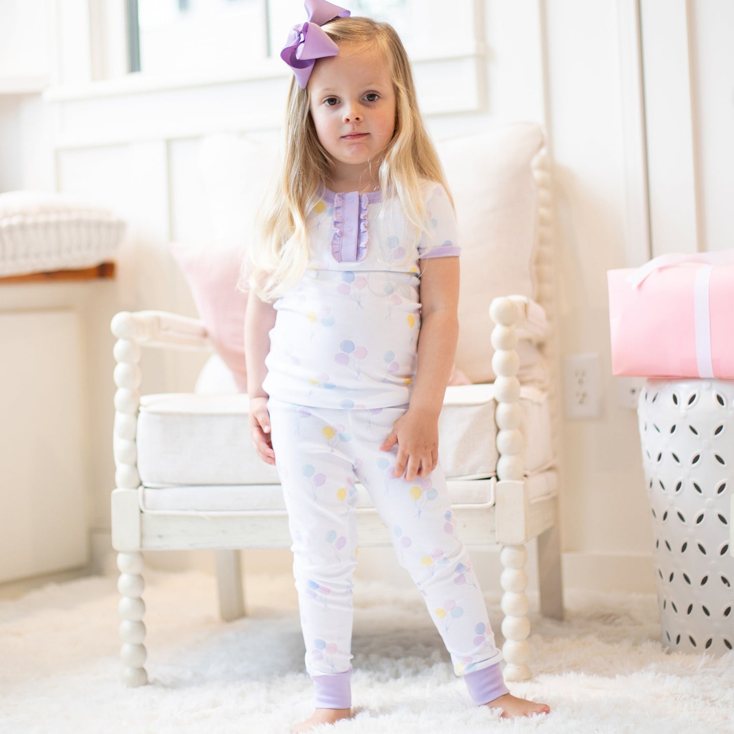 Funfetti Balloons Pima Ruffle Loungewear