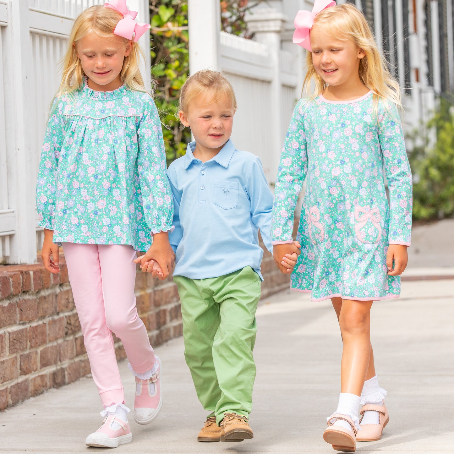 Girls Bow Dress Pocket - Garden Green