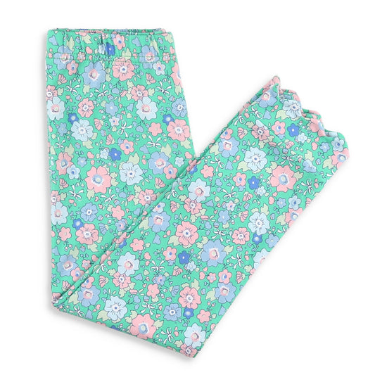 Girls Scallop Leggings - Garden Green
