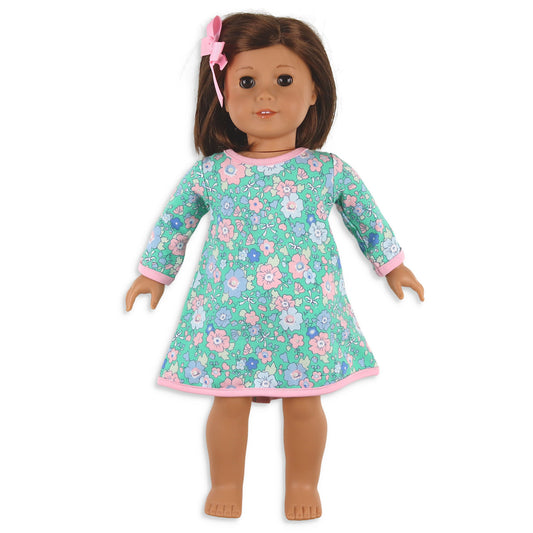 Girls Bow Doll Dress Pocket - Garden Green