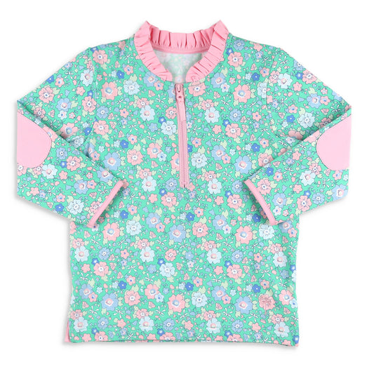 Girls Quarter Zip - Garden Green