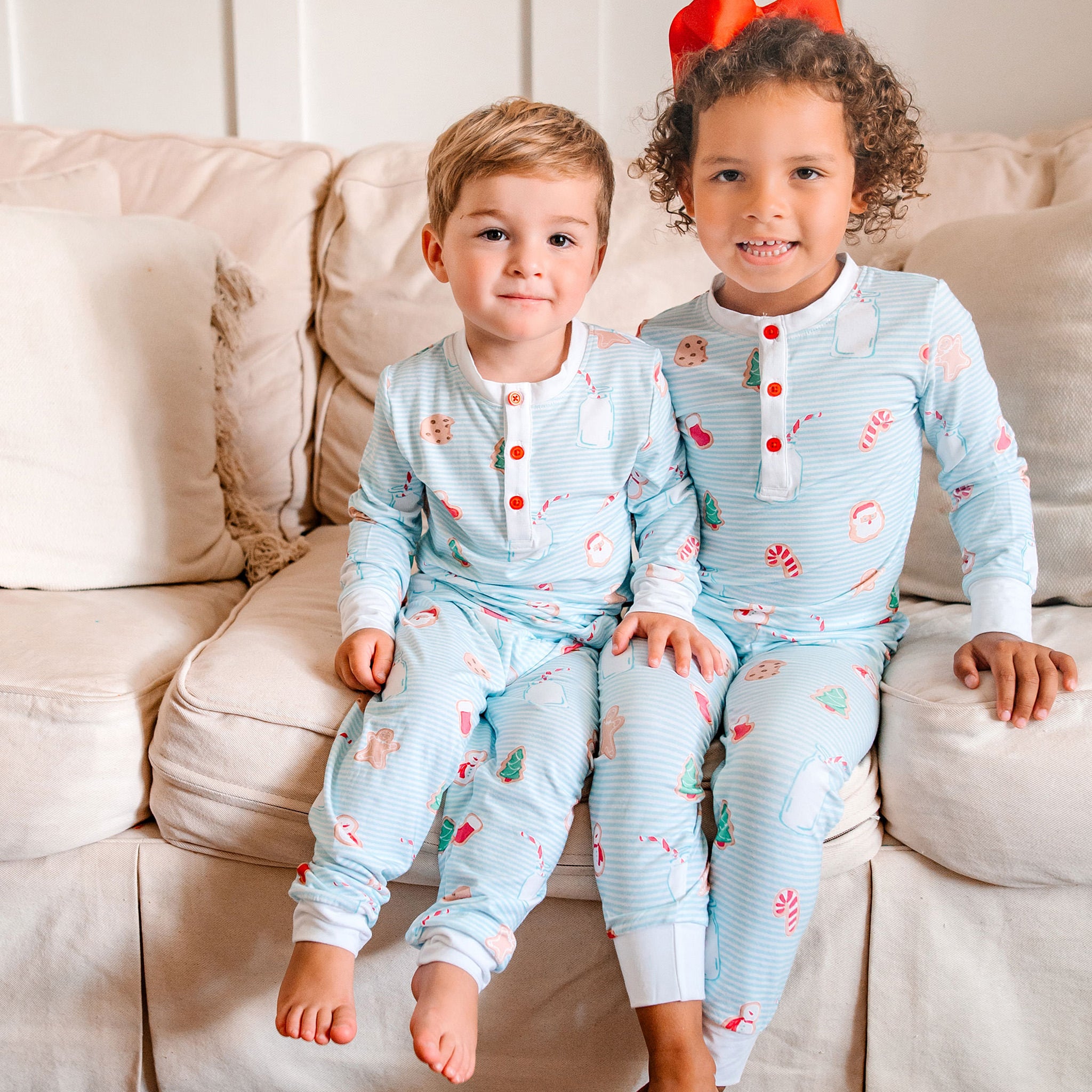 Boy and girl online matching pajamas