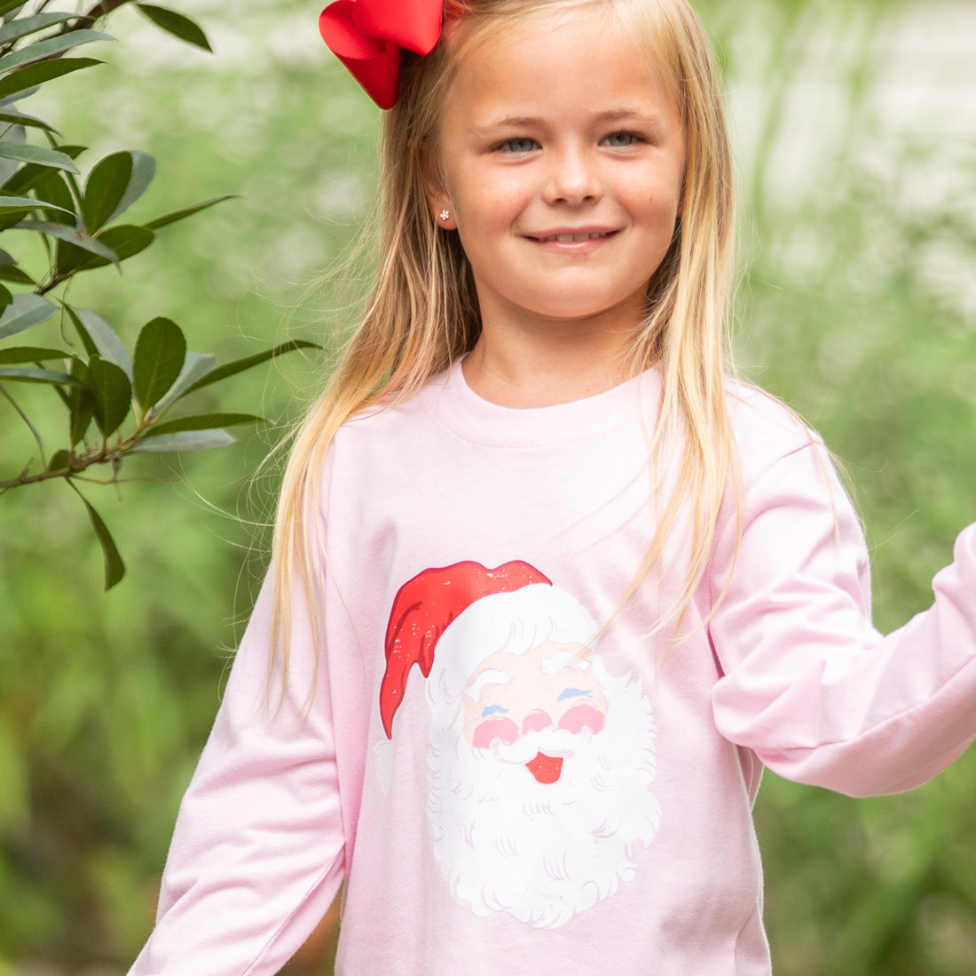 Girls Santa Graphic Tee - close-up detail