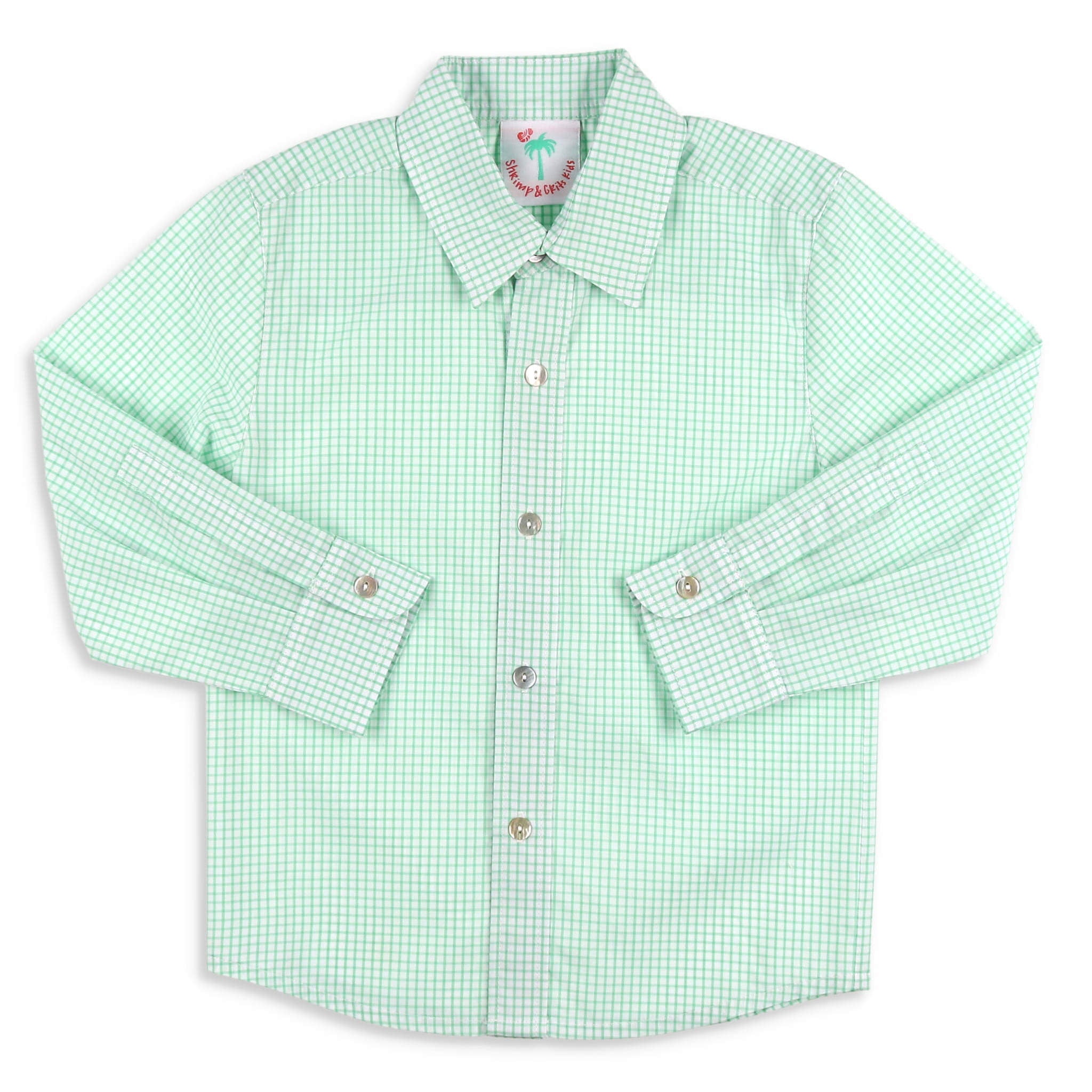 Boys green 2024 check shirt