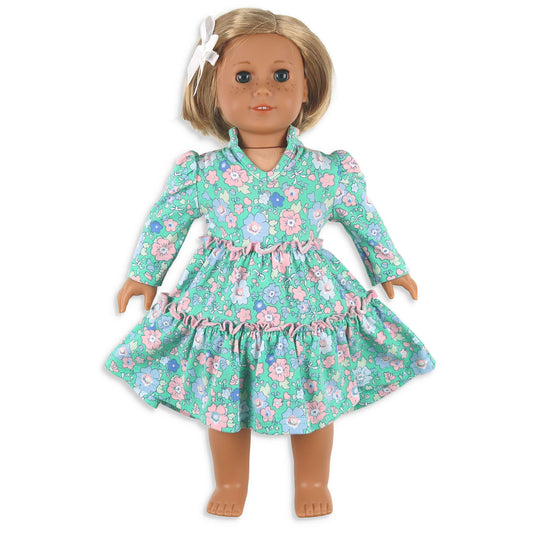 Girls Twirl Doll Dress - Garden Green