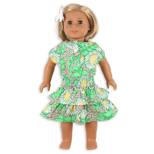Green Meadow Smocked Waist Dress - Doll