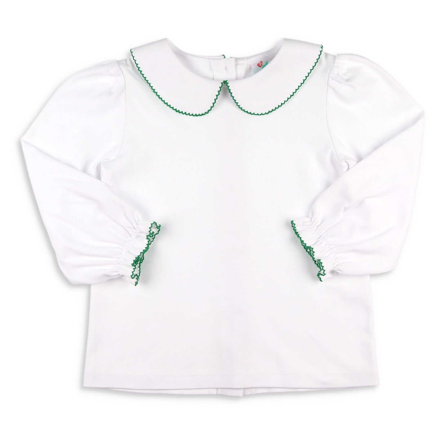 Girls Green Picot Collared Top