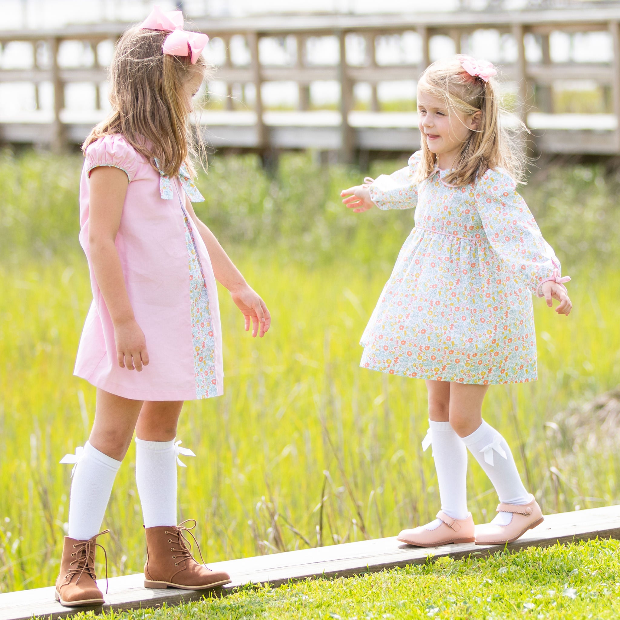 Girls Pink Cord Alice Dress - Honeysuckle - Shrimp and Grits Kids