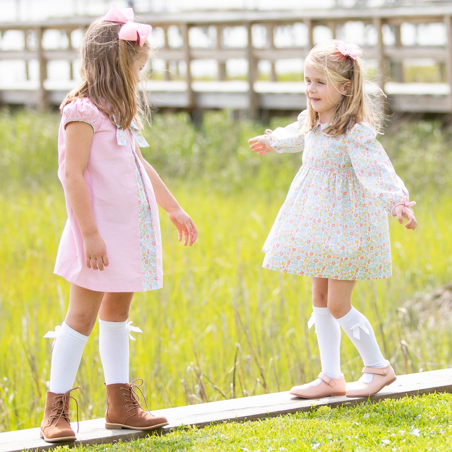 Girls Pink Cord Alice Dress - Honeysuckle