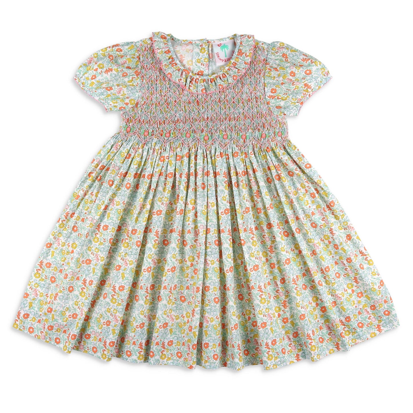 Girls Smocked Charlotte Dress - Honeysuckle