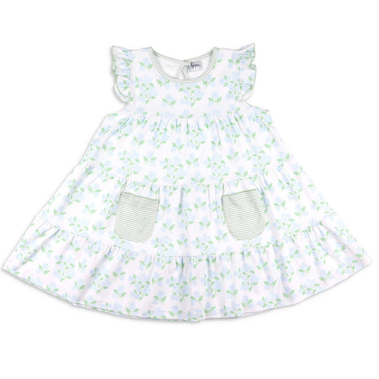 Girls Pima Flowy Dress - Hydrangea