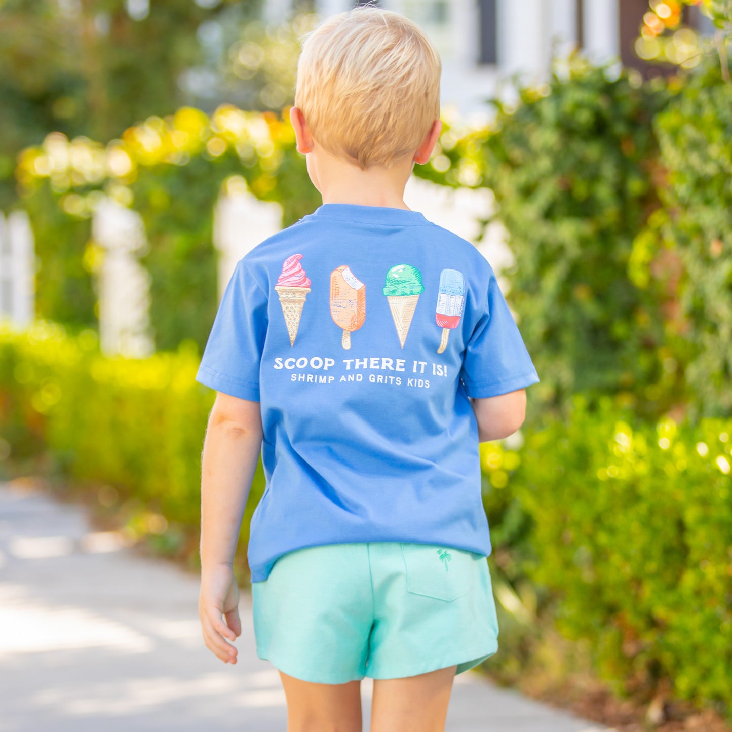 Boys Shrimp Shorts - Green Oxford