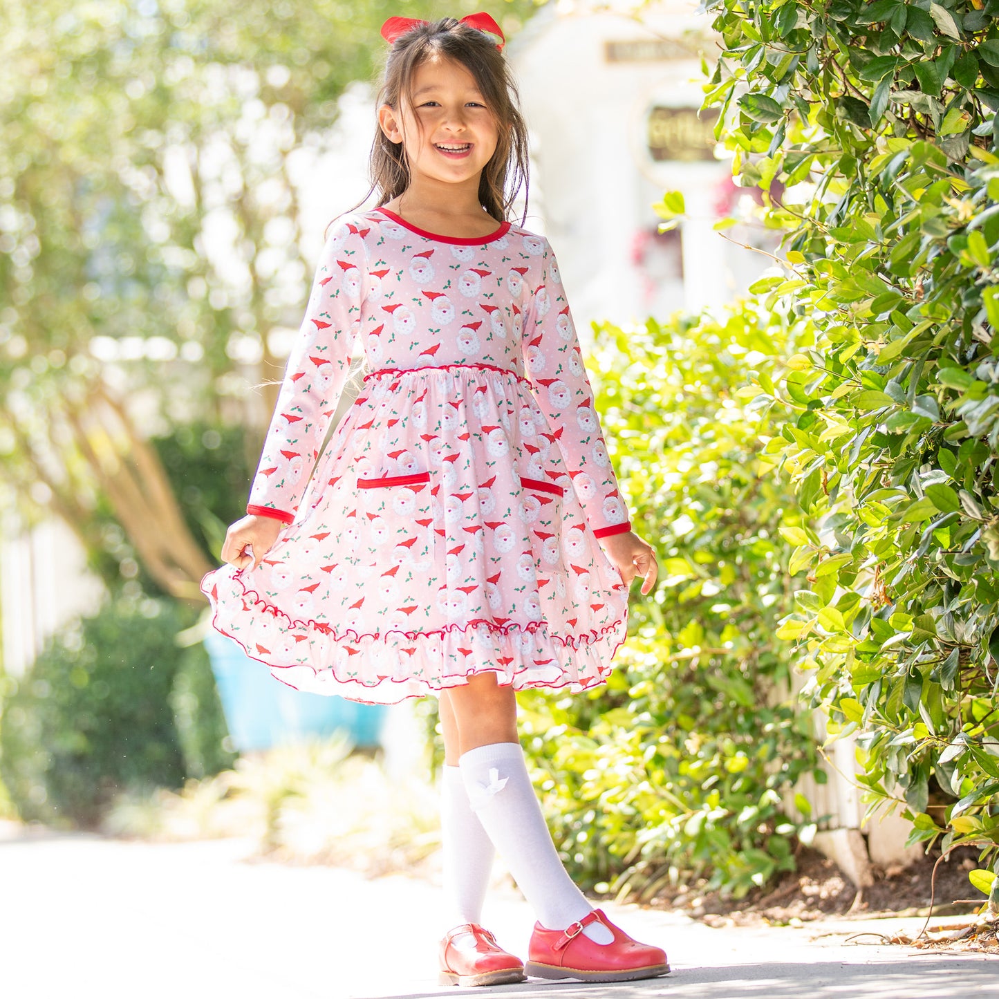 Girls Twirl Dress - Jolly Santa