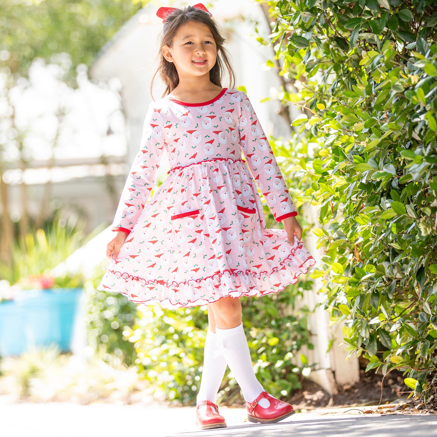 Girls Twirl Dress - Jolly Santa