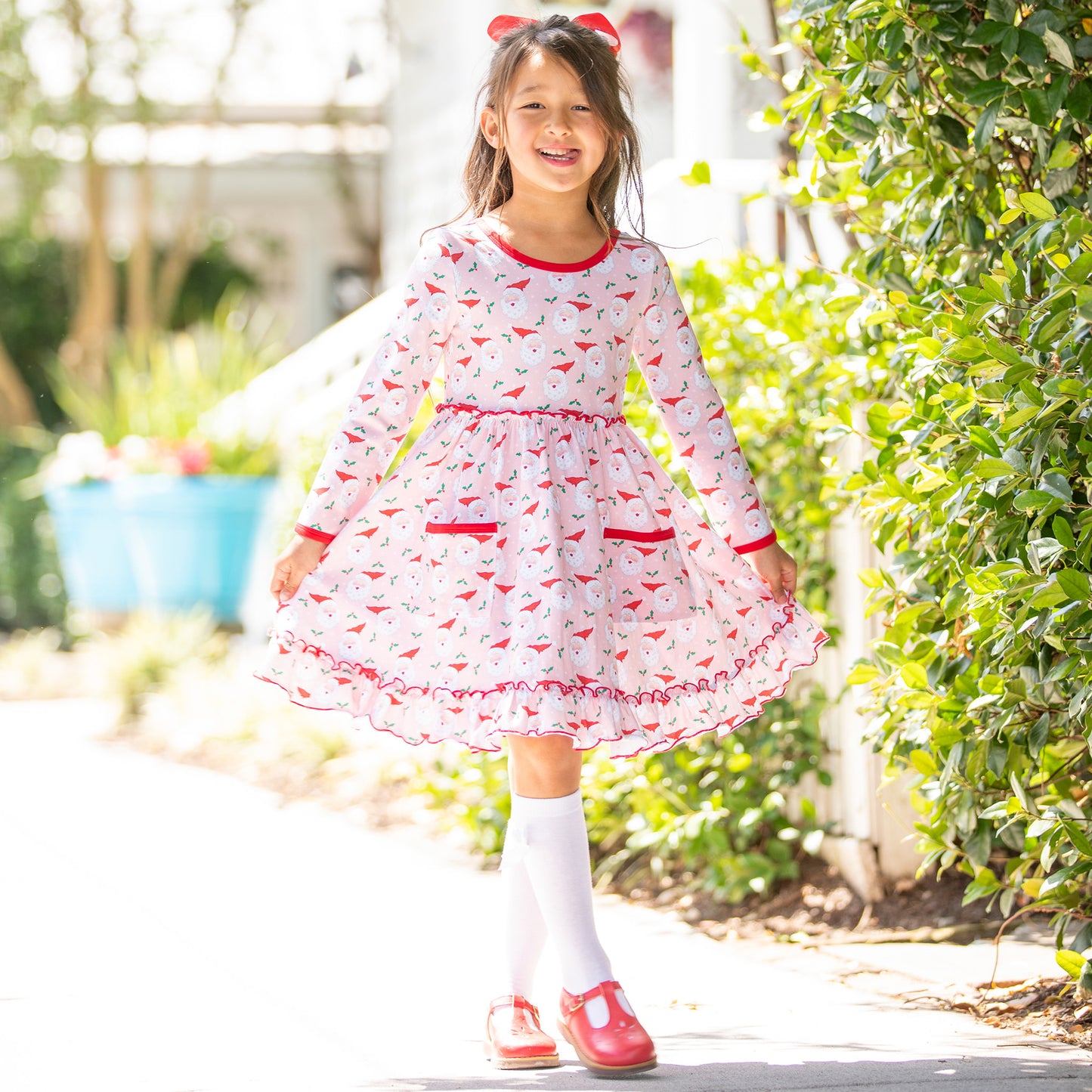 Girls Twirl Dress - Jolly Santa