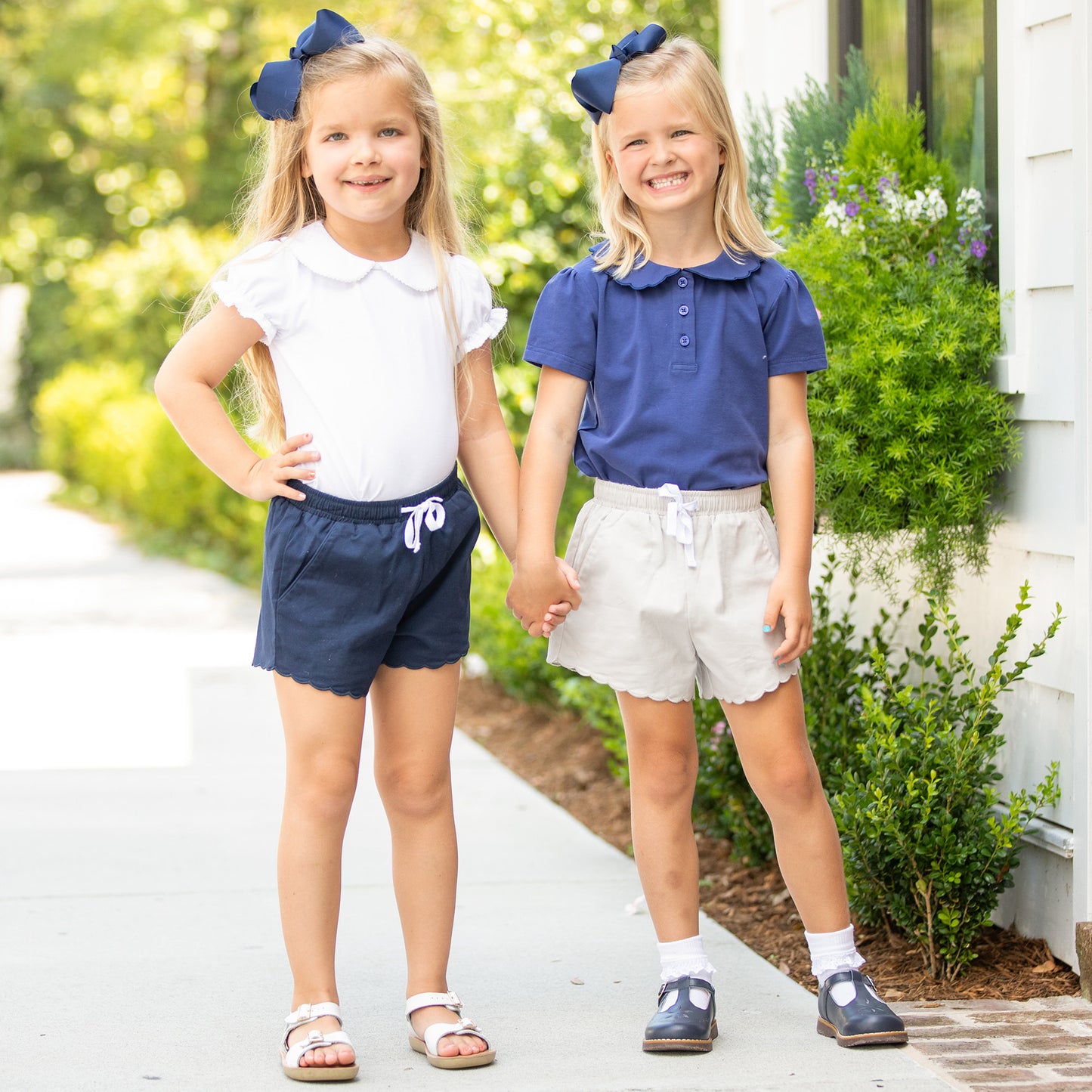 Girls Khaki Scallop Shorts