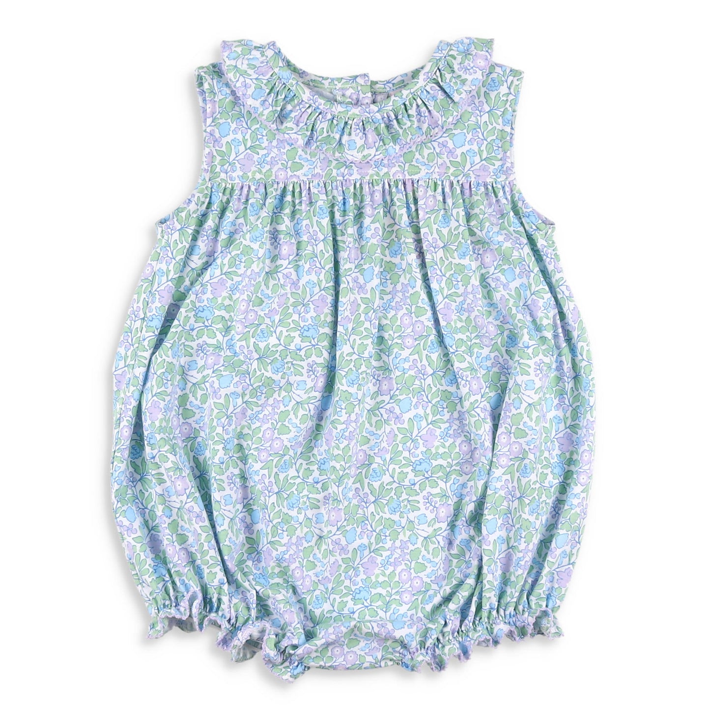 Girls Ruffle Neck Bubble - Lavender Lawn