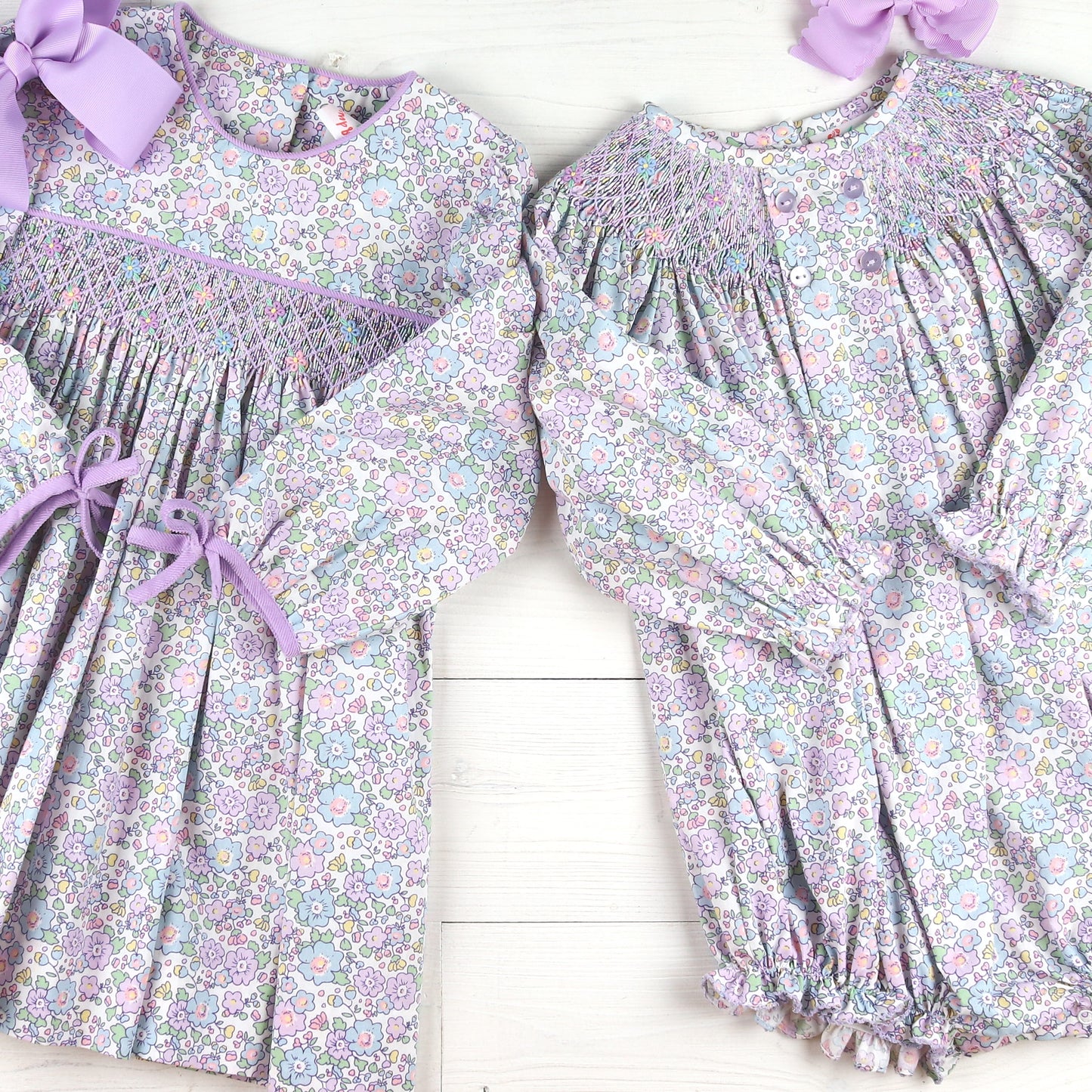 Lavender Smocked Bubble – Lavender Smocked Dress Bubble