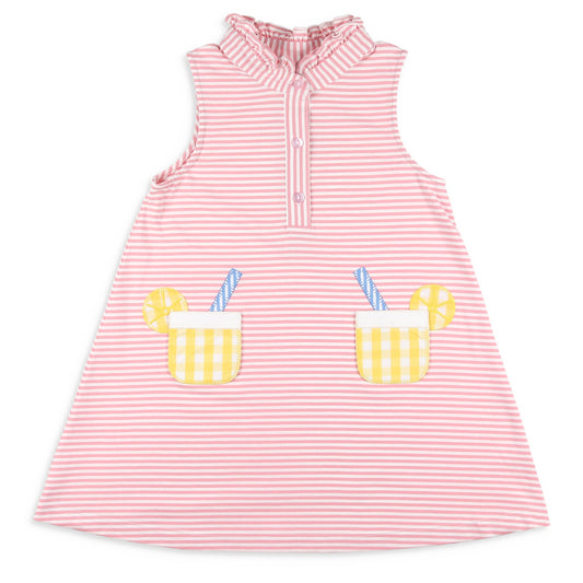 Girls Applique Pocket Dress - Lemonade