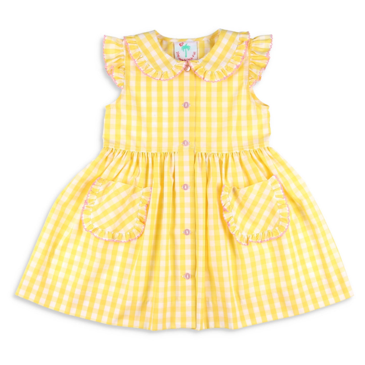 Girls Button Dress - Lemonade