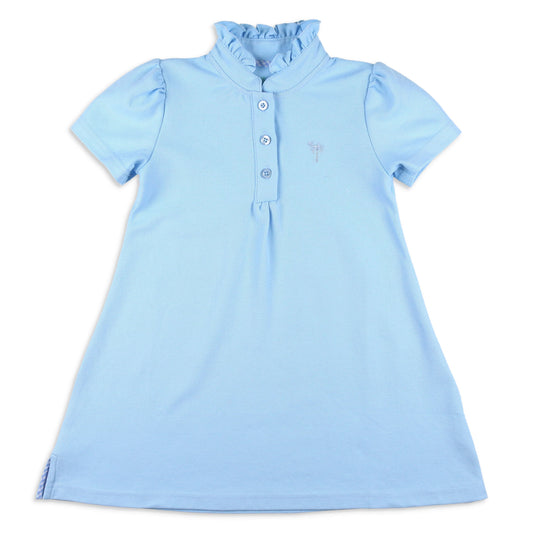 Girls Polo Dress - Light Blue Pique