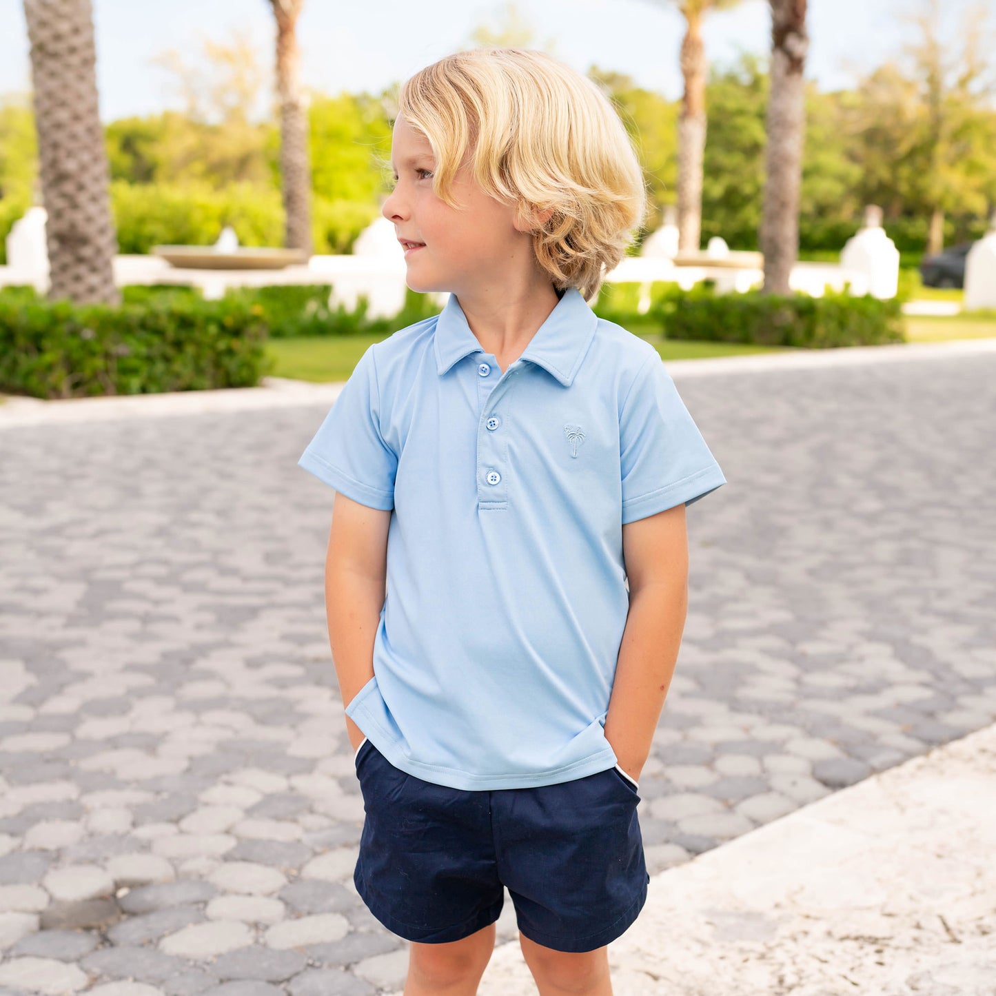 Boys Performance Polo - Light Blue